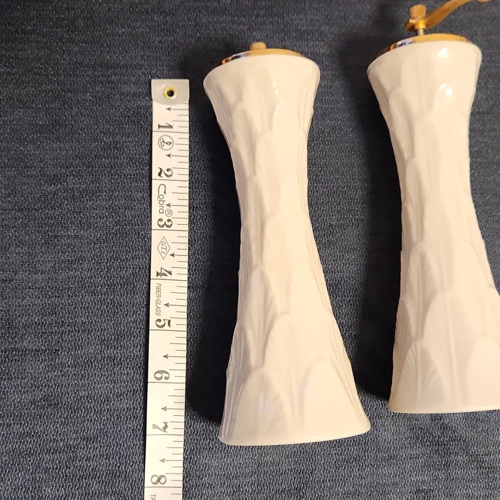 Vintage Lenox Glenwood Mill Gold Top Ivory Porcelain  Salt & Pepper Set